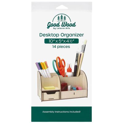 LEISURE ARTS Good Wood Slotted Desktop Organizer