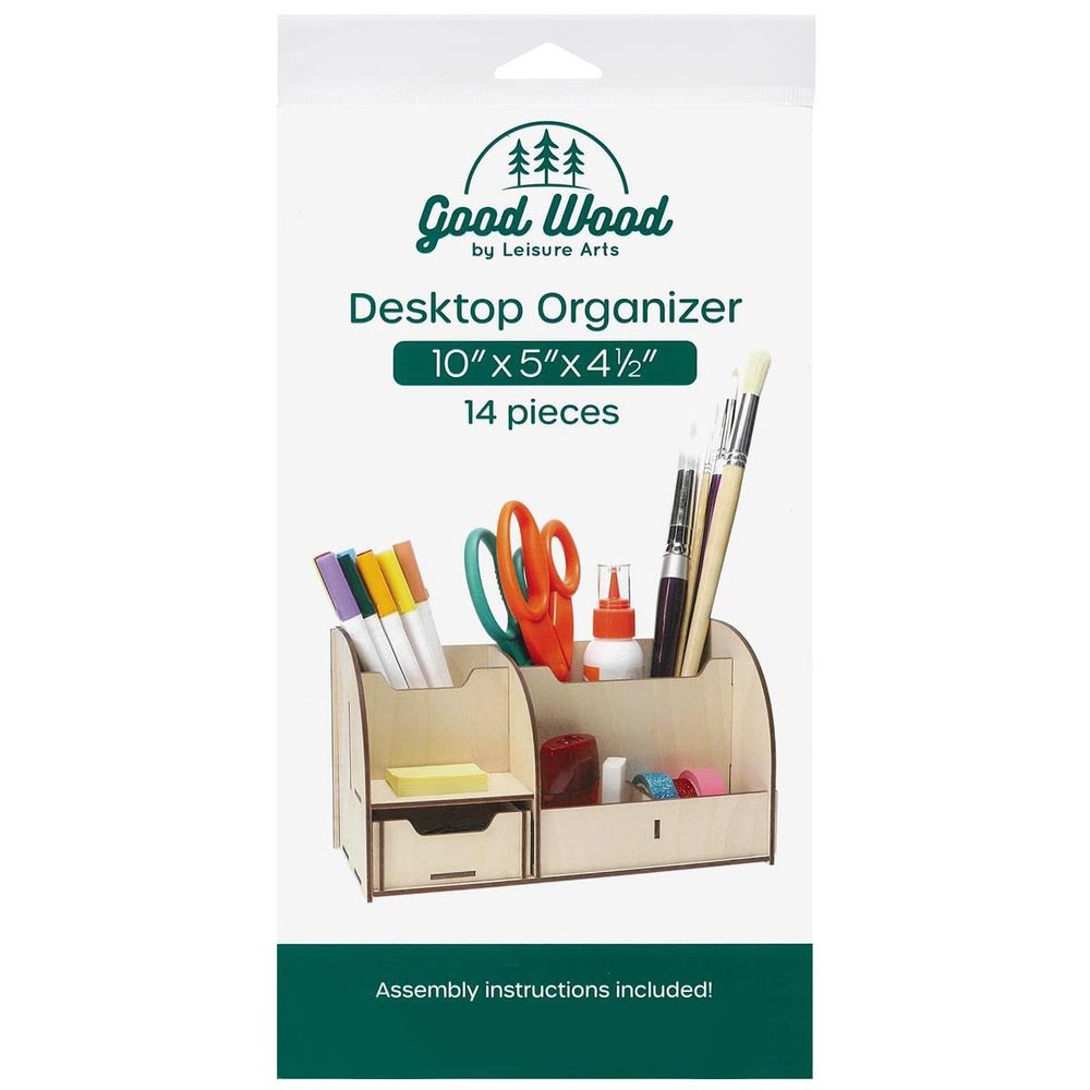 LEISURE ARTS Good Wood Slotted Desktop Organizer
