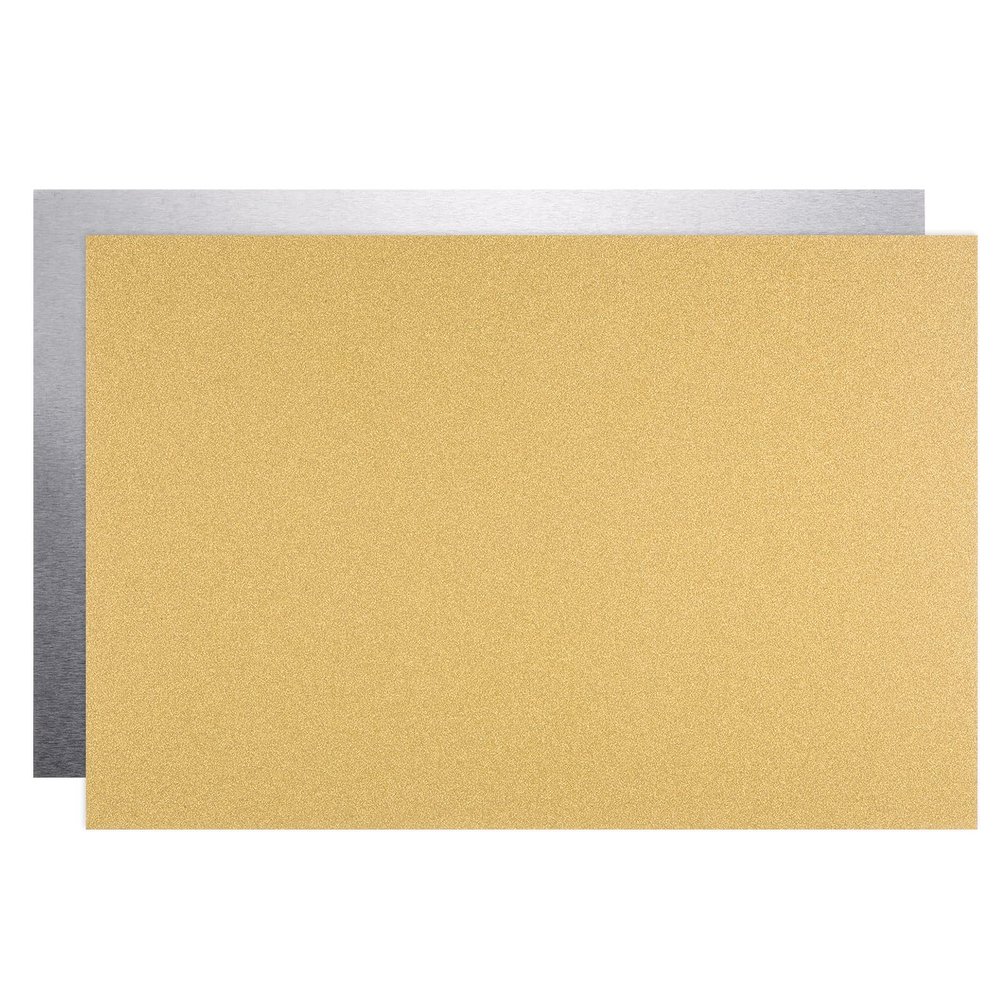 HARFINGTON 2pcs Sublimation Metal Blank Photo 4x6 Inch 0.45mm Thickness Waterproof Never Fade Aluminum Metal Business Cards Customize for Heat Transfer Printing Engraving, Neon Gold