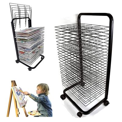 Art Drying Rack - Mobile Paint Drying Rack, Painting Drying Rack With Wheels, Art Organizer For Kids, Stackable Metal Stainless Steel Art Rack, With Removable Shelves ( Size : 25-layer/44x42x90cm )