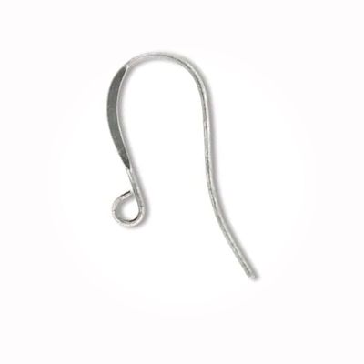 New Ear Wire, Antiqued Silver Plated Brass 26mm Flattened Fish Hook Earwire Earring for DIY Crafts and Jewelry Making LU01450MAR