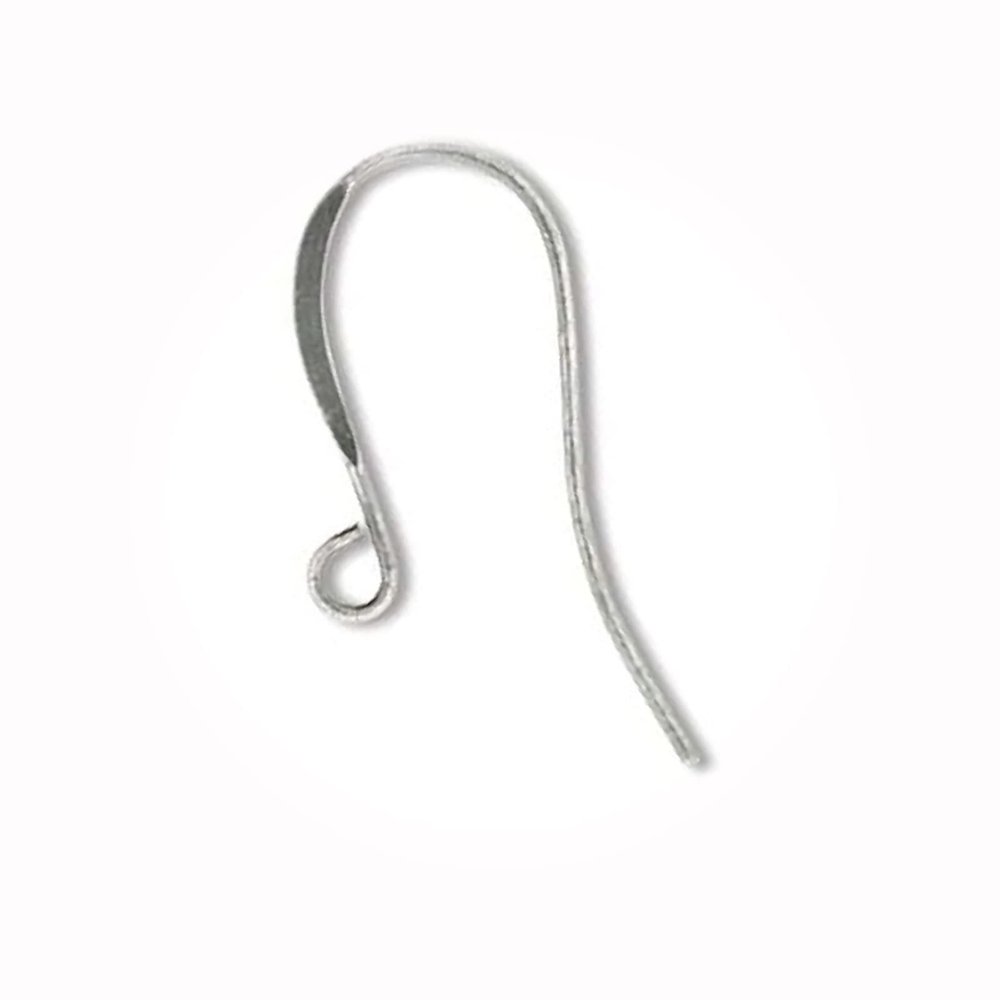 New Ear Wire, Antiqued Silver Plated Brass 26mm Flattened Fish Hook Earwire Earring for DIY Crafts and Jewelry Making LU01450MAR