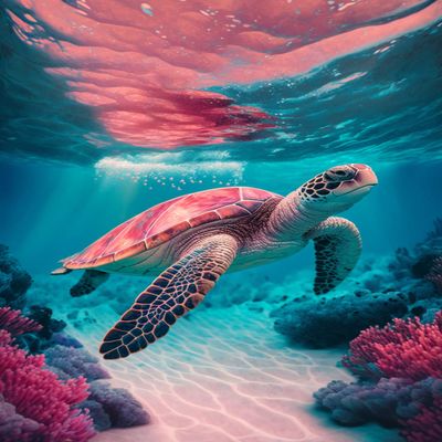 Pink Sea Turtle Diamond Painting Kits Underwater Diamond Painting - Full Round Diamond Crystal Art Kits for Adult Beginners, for Wall Decor & Oceanarium Decor (16 X 20 Inch)