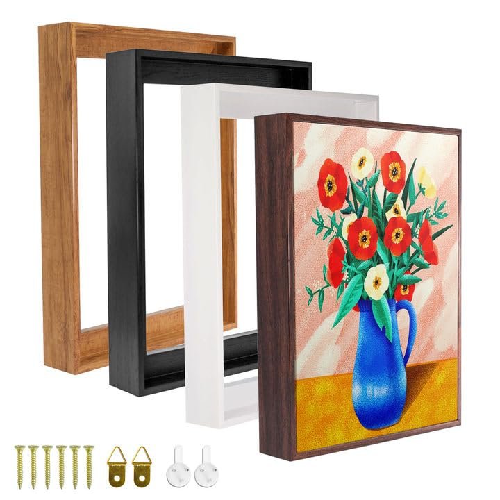 Canvas Floater Frames Kit 1.25" Deep Floating Frame Wall Art Decor Finished Canvas Panels & Stretched Canvas Boards(16"x20",Light Borwn)