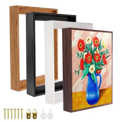 Canvas Floater Frame for 11.25" Deep Stretched Canvas, Floating Wall Art Frame Kit for Gallery-Wrapped Paintings Decor for Bedroom Living Room, Easy Assembly & Made in USA(14"x18",Light Borwn)