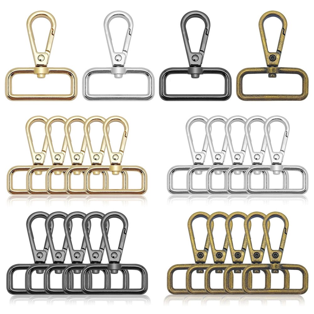 24Pcs Swivel Clasps 1.25" D Ring Lobster Clasp Claw for Strap Push Gate Lanyard Metal Swivel Snap Hooks Lobster Clasp Clips for DIY Keychain Jewelry Crafts Purse Bag Making(3.2cm Inside Diameter)