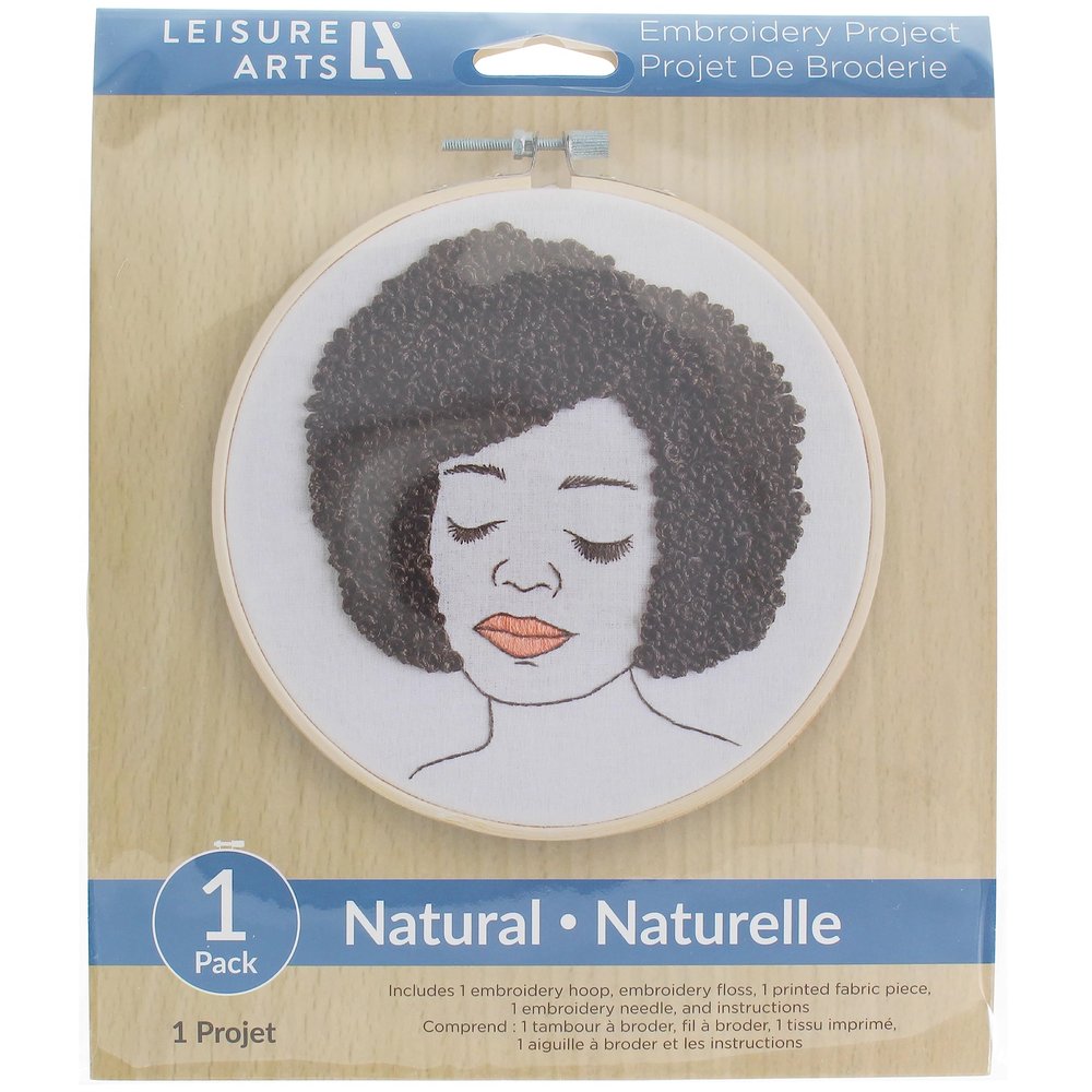 LEISURE ARTS Embroidery Kit 6" Natural - Embroidery Kit for Beginners and Adults, Cross Stitch Kits with Patterns, DIY Starter Set for Seasonal Craft Projects