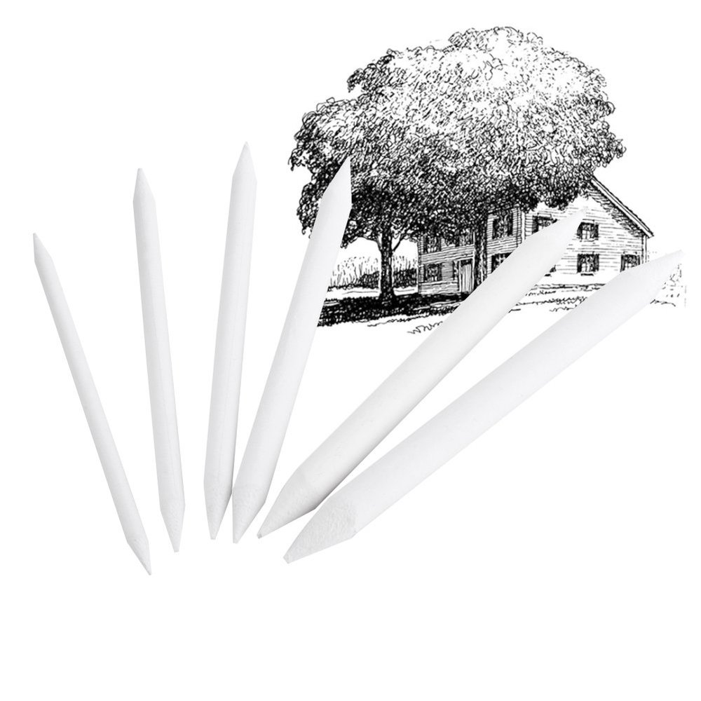 Blending Stump Set,6Pcs Double Head Sketch White Pastel Charcoal Stumps Sketch Blending Stump Drawing Art Blending Shading Pencil for Student Artist