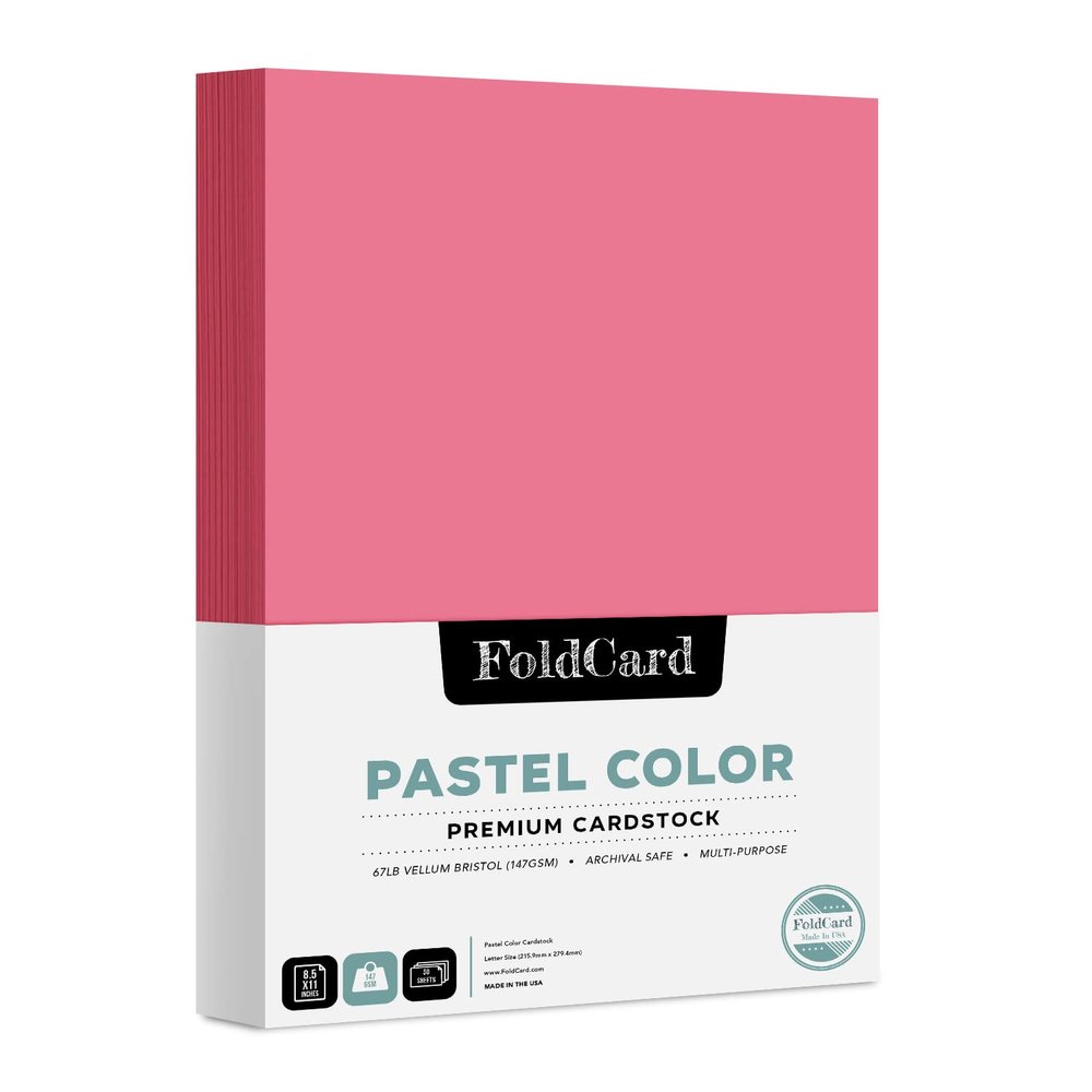 Cherry Pastel Color Cardstock Paper Great for Arts & Crafts, Scrapbooking, Flyers, Posters | Medium Weight 67lb Vellum Bristol (147gsm) Cover Card Stock | 8.5 x 11 | 50 Sheets