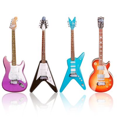 4 Pcs Miniature Guitar Miniature Bass Model 1:12 Mini Musical Instrument for Mini Music Room Home Decoration