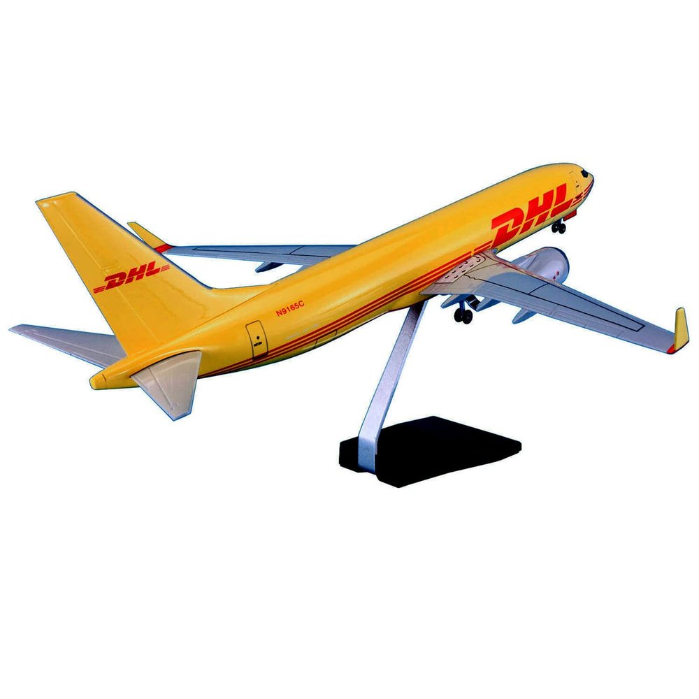 DKHOUN 18.5Inch 1:87 Model Jet Airplane Model DHL B737-800 with Wheels Model Airplane Display Model Plane Resin ABS for Collection Or Gift Ornament