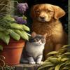 Cat and Dog Diamond Painting Kits Garden Diamond Painting - Full Round Diamond Crystal Kits for Adult Beginners and Kids, for Wall Decor & Living Room Decor (18 X 25 Inch) view 1