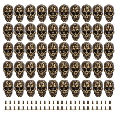 50 Sets Skull Rivets, Punk Skull Head Stud DIY Rivet, Metal Skull Rapid Rivet, Gothic Style Beautiful Fashionable DIY Rivet Accessories for Making Shoes Belts Leather Craft DIY(Bronze)