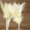 Factory Direct Craft Pack of 6 Soft Yellow Pearl and Feather Picks for Bridal Bouquets, Wedding Centerpieces and Flower Arrangements view 3