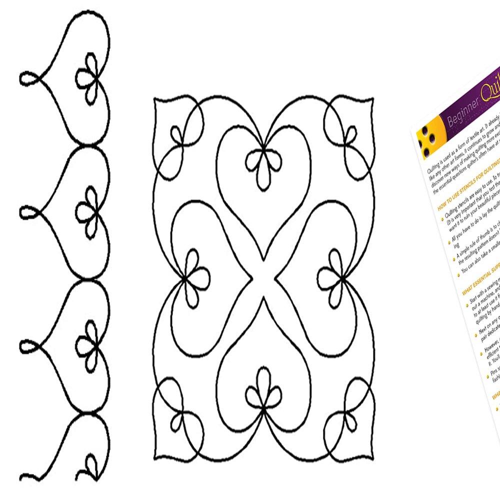 Quilting Stencils for Machine and Hand Quilting - 2 Quilting Stencils for Block, Border Patterns - Bleeding Heart, Bleeding Heart Medallion Plastic Quilt Stencil Set with Guide