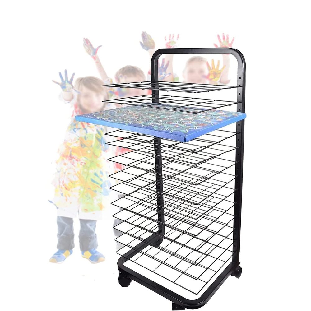 Art Drying Rack - Mobile Paint Drying Rack, Sturdy Metal Art Drying Rack, Mobile Paint Drying Rack, Schools Art And Clubs Art Display Rack, Black Powder Coated Finish ( Size : 35-layer/44x42x106cm )