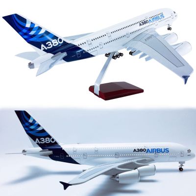 DKHOUN 18.1Inch 1:162 Model Jet Airplane Model A380 with Lights and Wheels Display Model Plane Resin ABS for Collection Or Gift Ornament