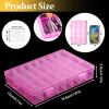 2 Pack 24 Grids Pink Plastic Organizer Box, Storage Container with Adjustable Divider, Craft Organizers and Storage Bead Storage Organizer Box for DIY Jewelry Tackles with 2 Sheets Label Stickers view 2