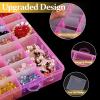 2 Pack 24 Grids Pink Plastic Organizer Box, Storage Container with Adjustable Divider, Craft Organizers and Storage Bead Storage Organizer Box for DIY Jewelry Tackles with 2 Sheets Label Stickers view 3