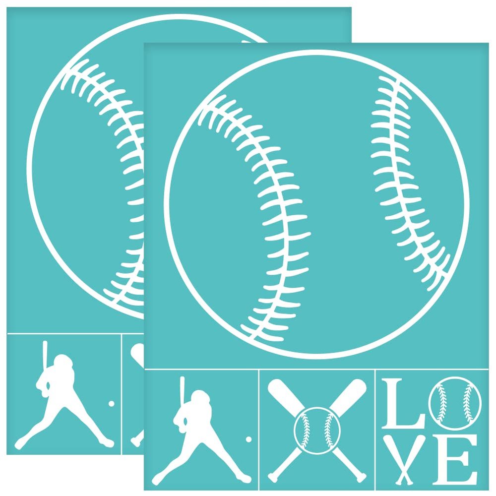 OLYCRAFT 2Pcs 11x8.6 Inch Self-Adhesive Silk Screen Printing Stencil Baseball Pattern Mesh Transfers Stencil Love Letter Silk Screen Stencil for Painting on Wood DIY T-Shirt Fabric