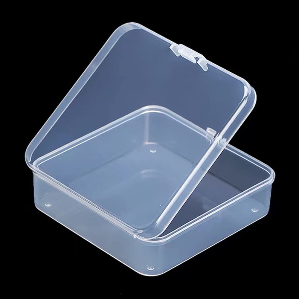 DKAOVH 5 Pack Clear Plastic Beads Storage Containers Box with Hinged Lid for Beads and More (3.3 x 3.3 x 1.1 Inch)