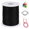 LEREATI 2mm Nylon Cord 328 Feet Satin Rattail Cord Nylon String for Bracelets Making, Jewelry String Macrame Cord Bracelet Thread for Necklace Chinese Knotting Beading Jewelry (Black) view 1