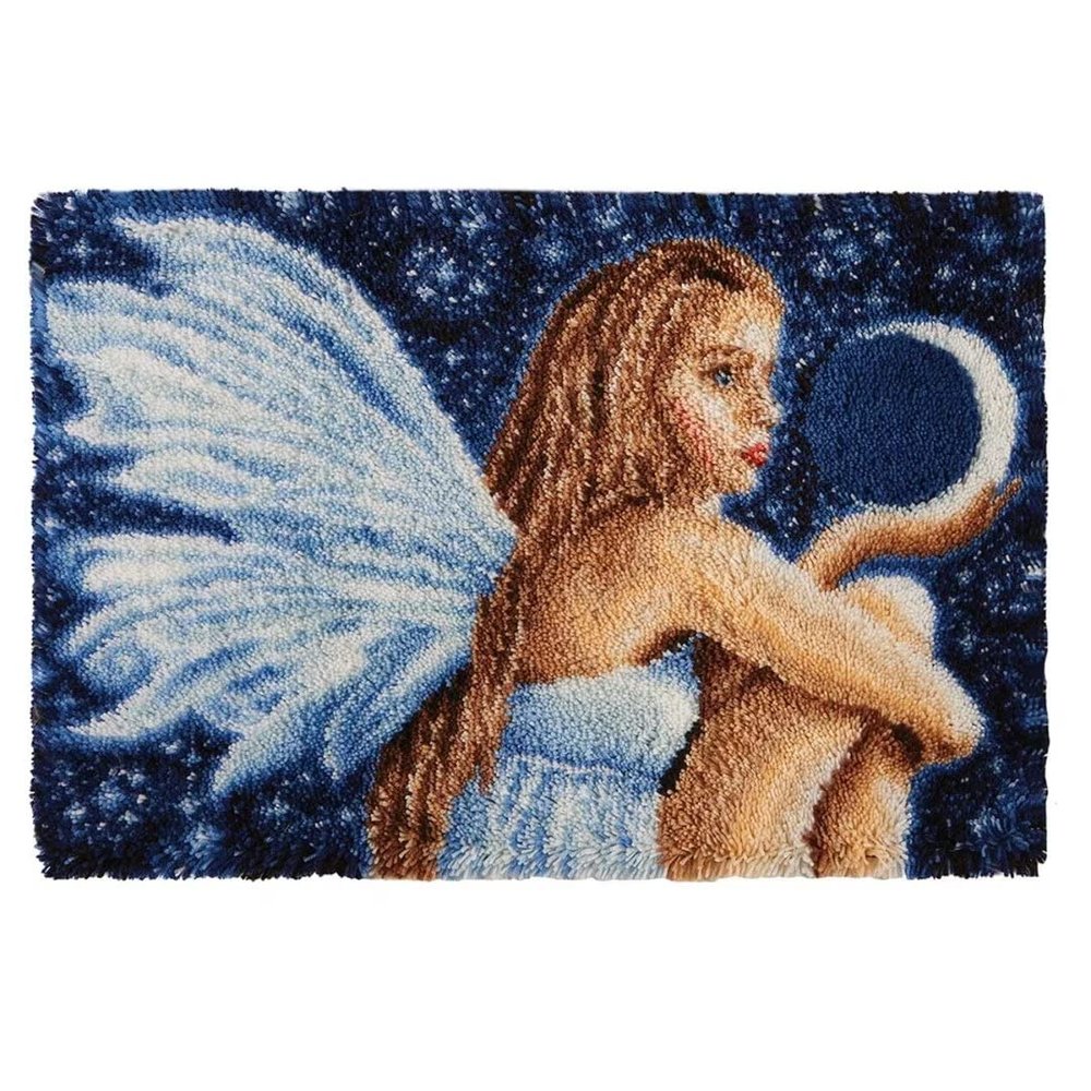 clubevy Latch Hook Kits for DIY Rug, Angel Girl Cute Whale Pattern for Kid,Latch Hook Craft Kits