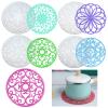 Norme 4 Pcs Large Mandala Coaster Resin Molds Hollow Flower Shiny Silicone Molds for Resin Casting Round 3D Geode Design Epoxy Mould for Cups Mats Making Tray Home Decoration, Diameter 8 Inch view 1