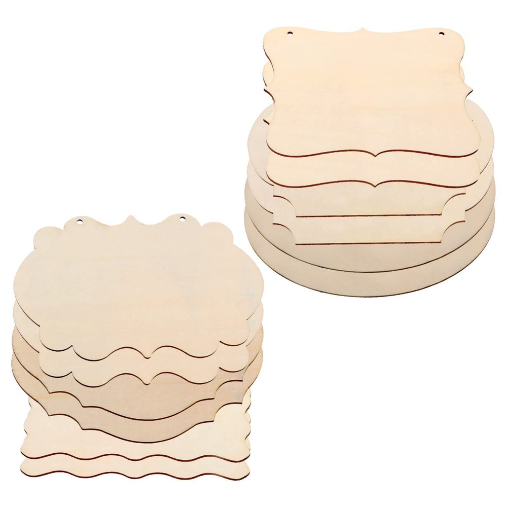Tofficu 12pcs Unfinished Wooden Signs for Crafts Blank Wood Ornaments for Home Decor for Painting and Personalization for Boys and Girls and Adult Craft Projects