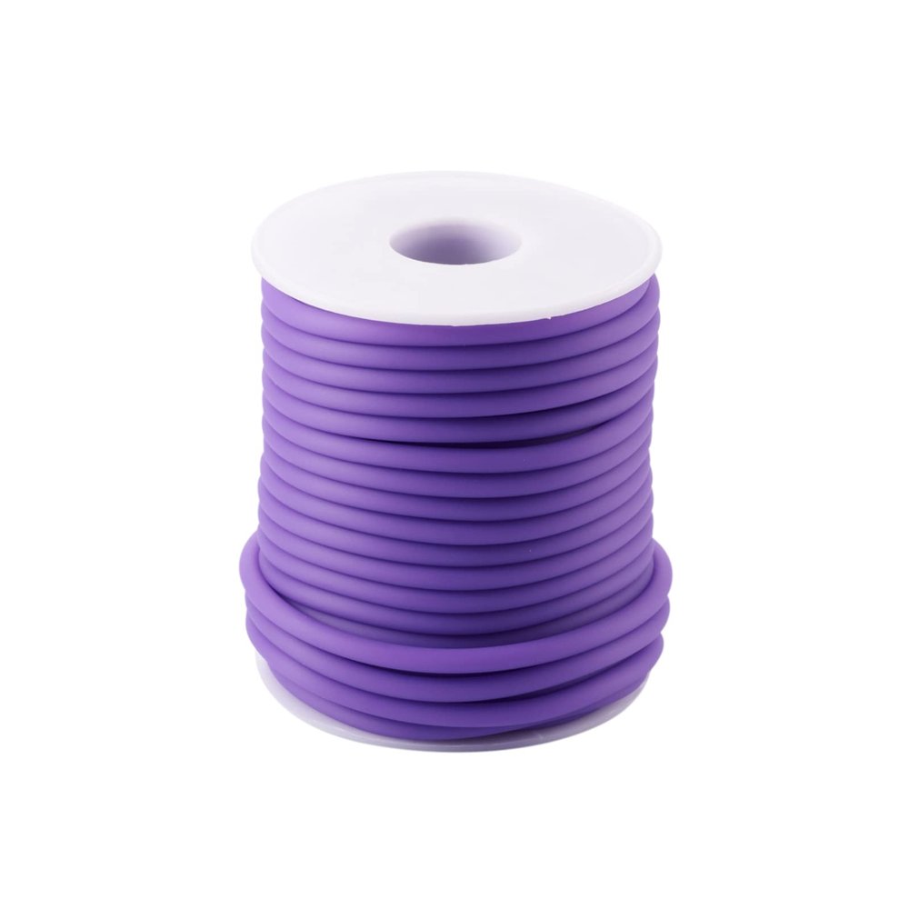 FASHEWELRY 16.4 Yards Hollow Pipe Rubber Cords 4mm Rubber Hollow Tube Cords Tubing Knitting Barber Cord with 2mm Hole for Knitting Projects (Mauve)
