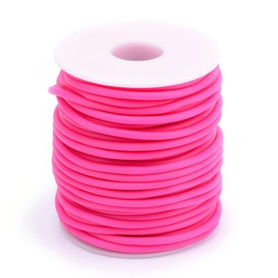 FASHEWELRY 16.4 Yards Hollow Pipe Rubber Cords 4mm Rubber Hollow Tube Cords Tubing Knitting Barber Cord with 2mm Hole for Knitting Projects (Camellia)