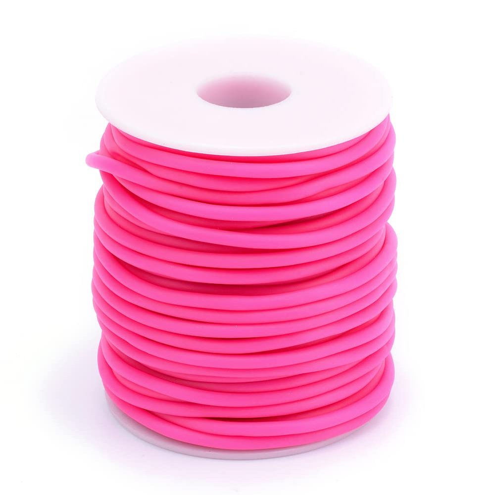 FASHEWELRY 16.4 Yards Hollow Pipe Rubber Cords 4mm Rubber Hollow Tube Cords Tubing Knitting Barber Cord with 2mm Hole for Knitting Projects (Camellia)