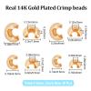 Beebeecraft 120Pcs 4 Size Crimp Bead Covers 18K Gold Plated Brass Half Round Open Crimp Beads End Tip 4mm/5.5mm/6mm/7.5mm for Jewelry Makings view 2