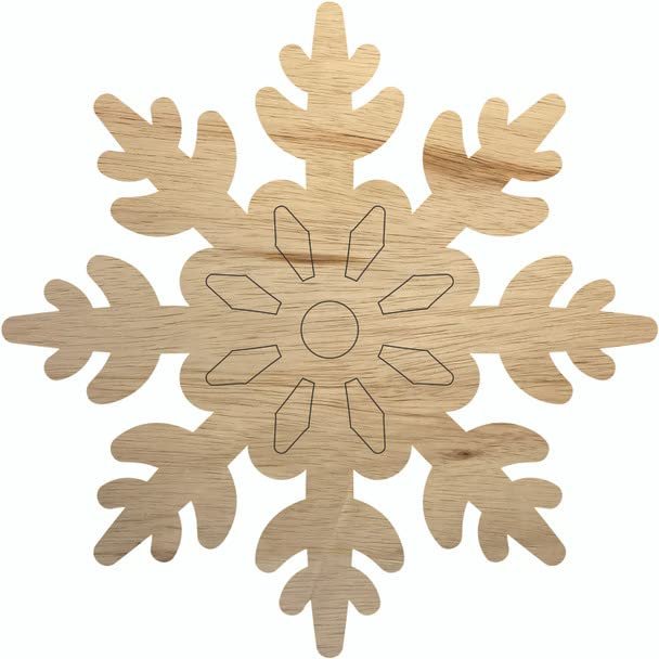 Wooden Snowflake 20" Shape, Unfinished Wood Christmas Winter Craft Cutout, DIY