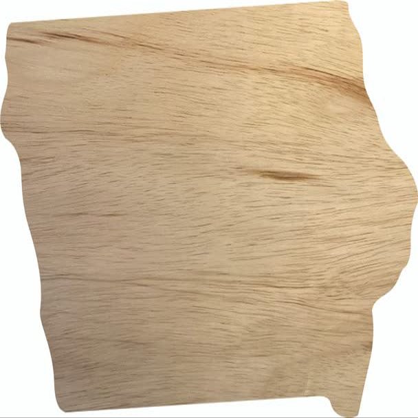 Iowa Wooden State 22" Cutout, Unfinished Real Wood State Shape, Craft