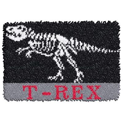 MIAOLLUN Latch Hook Kits for Adults Beginner 3D Dinosaur Pattern Printed Canvas Crochet Needlework Craft Rug Cushion Mat Tapestry 20.5X15 Inch,T.rex