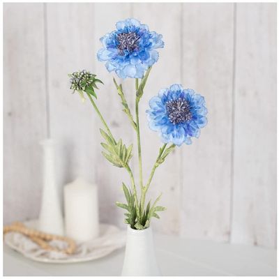Factory Direct Craft Group of 2 Blue Artificial Pincushion Flower Stems for Spring Arrangements and Summer Decorating