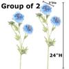 Factory Direct Craft Group of 2 Blue Artificial Pincushion Flower Stems for Spring Arrangements and Summer Decorating view 2