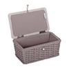Hobby Gift Wicker Sewing Box Linen Lid Embroidery Wooden Bead Closure Compact Craft Storage Basket Organizer for Threads Needles Supplies Home Decor view 2