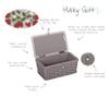 Hobby Gift Wicker Sewing Box Linen Lid Embroidery Wooden Bead Closure Compact Craft Storage Basket Organizer for Threads Needles Supplies Home Decor view 4