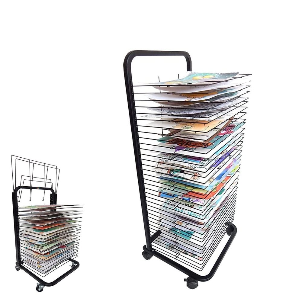 THEGA Mobile Classrooms Drying Rack with Wire Shelves - Paint Drying Rack, Cooling Rack, for Works of Art Studios and Home Use, Black Powder Coated Finish (Color : 25 Layers)