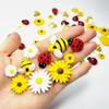glacely 120pcs Mini Resin Bee Daisy Flowers Decor and Ladybugs Embellishments, Including 30 Pcs Tiny Resin Ladybug 30 Pcs Bee and 60 Pcs Sunflower Decorations for DIY Craft Cloth Pen Box Home Decor view 2