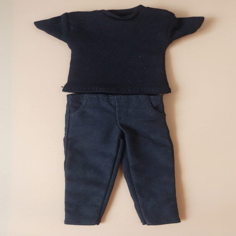 BOSWON 1/12 Scale Black T-Shirt + Pants Model for 6" Action Figures