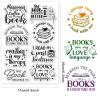 CRASPIRE Book Clear Stamps for Card Making Decoration Scrapbooking Words Reading Books Lovers Bookshelf Coffee Silicone Rubber Stamp for Library Cards Photo Album Diary Gift Decor DIY Craft view 2