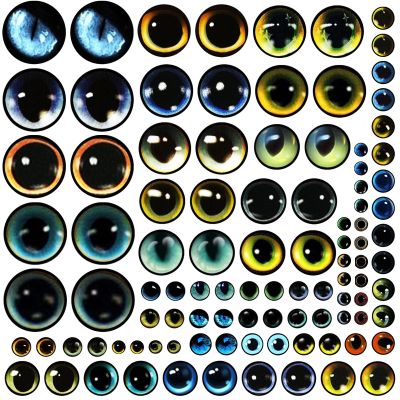 100PCS 30/25/20/16/12/8/6mm Assorted Mixed Size Eyes Glass Cabochon for Clay Doll Making Sculptures Props Craft DIY Findings Jewelry Making