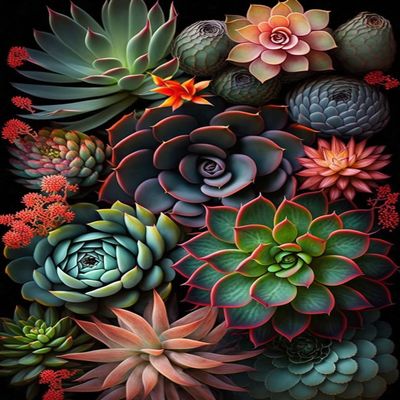 Colorful Succulent Diamond Painting Kits - Flower World Full Round Diamond Crystal Cross Stitch Kit for Beginners and Kids, for Wall Decor & Living Room Decor (16 X 24 Inch)