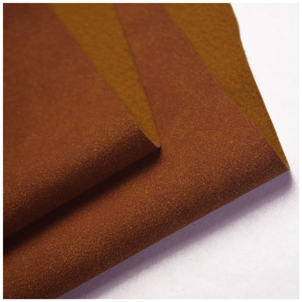 AITAF Faux Leather Sheets Faux Suede Fabric Synthetic Material PVC Leatherette Sheet for Sewing Crafts Making Earring Bows DIY Handmade 50cm*138cm (Color : Yellow-Brown)