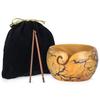 Large Wooden Yarn Bowl 7x4 Inches - Cute Wood Bowl/Holder for Knitting & Crocheting Lovers from Craft Supplier Brand INANOSA - Gift Ideas for Christmas and Mother's Day - Blue view 1