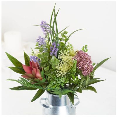 Factory Direct Craft Cream and Purple Artificial Fern Succulent Heather Bush for Floral Creating and Arrangements
