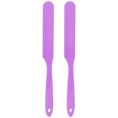 HARFINGTON 2Pcs Silicone Spatula Scraper 9.45" Reusable Non-Stick Flexible Spatulas for Epoxy Resin Liquid Paint Arts DIY Crafts, Purple